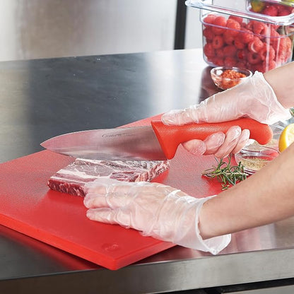 CURTA 6-inch Commercial-Grade Chef's Knife, NSF Listed, Ergonomic, Non-slip Red Handle, High Carbon 420 Stainless Steel Forged Blade Straight Edge, Dishwasher Safe, Rust Proof