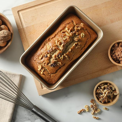 Martha Stewart Gallen 9 Inch Nonstick Carbon Steel Loaf Pan – Champagne, Durable Bakeware for Even Baking and Easy Release