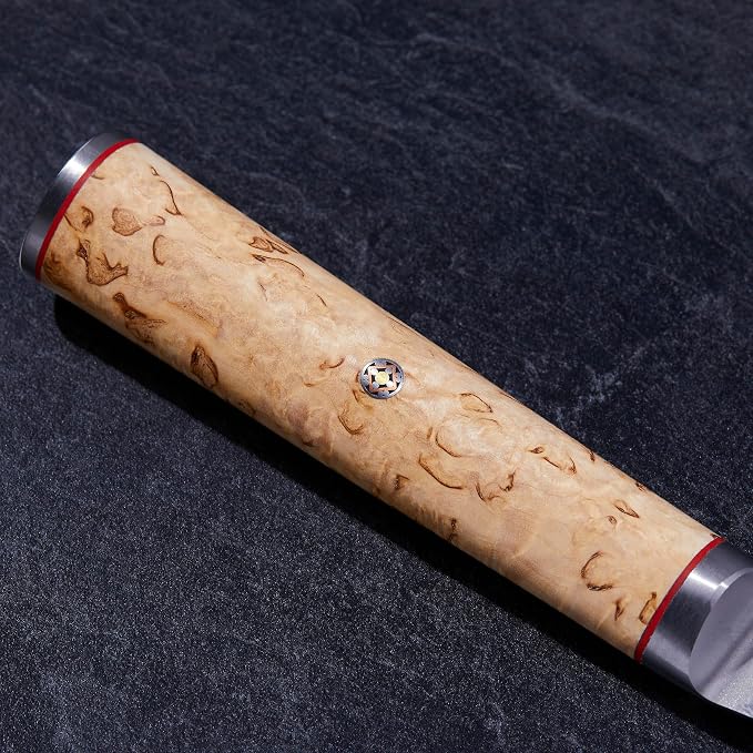 Miyabi Birchwood SG2 Japanese Chef's Knife, 9-inch, Large Blade Chef's Kitchen Knife, Karelian Birch Handle, 100-layer flower Damascus pattern, Handcrafted in Seki, Japan