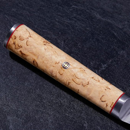 Miyabi Birchwood SG2 Japanese Chef's Knife, 9-inch, Large Blade Chef's Kitchen Knife, Karelian Birch Handle, 100-layer flower Damascus pattern, Handcrafted in Seki, Japan