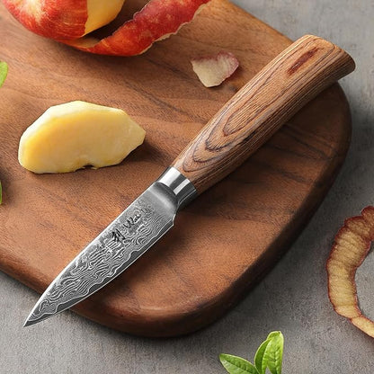 Wakoli EDIB Pro Premium Paring Knife – Japanese Style Kitchen Knife | 3.2-Inch Blade Made of 67-Layer Real Big Master Steel with Pakka Wood Handle | Professional Cooking Tool