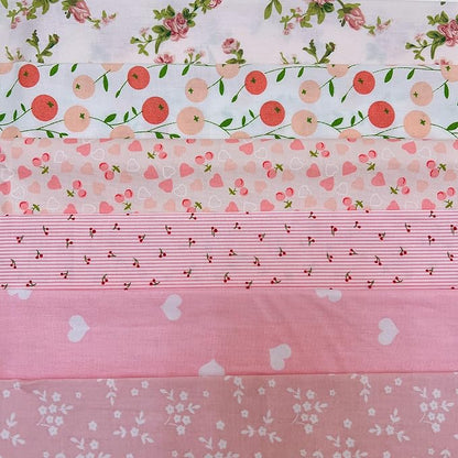 7 pcs 20" x 20" Cotton Fabric DIY Making Supplies Quilting Patchwork Fabric Fat Quarter Bundles DIY for Quilting Cotton Patchwork Cushions (6pcs Pink Love, 20" x 20")