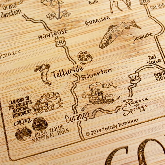 Totally Bamboo A Slice of Life Colorado State Serving and Cutting Board, 11" x 8.75"
