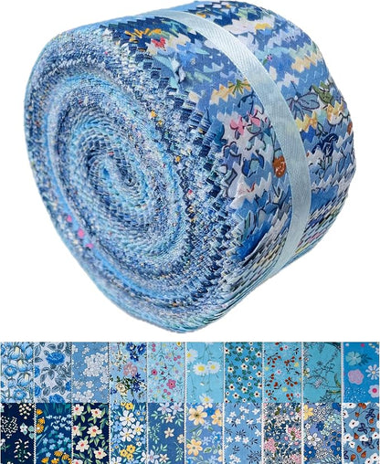 40 Strip Jelly Roll Fabric Strips for Sewing, 100% Cotton Fabric for Quilting Crafting, Precut Fabric Bundles, Patchwork Precut Quilt Squares-2.5" x 44" Tears of The Atlantic
