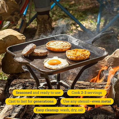 Lodge Seasoned Cast Iron Square Griddle - 11 Inches - Durable Pan - Cast Iron Cookware for Pancakes, Eggs, Bacon & Grilling Favorites