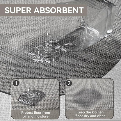 YDKGL Kitchen Mat Kitchen Rugs Sets of 2 PCS Non Slip Washable, Linen-Like 0.3" Thick Cushioned Absorbent Kitchen Mats for Floor, Mild Anti-Fatigue Sink Laundry Standing Mat, Gray 17"x30"+17"x59"