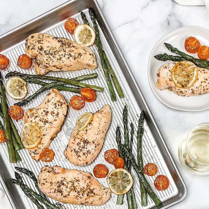 USA Pan Extra Large and Quarter Sheet Baking Pans with Nonstick Coating, Made in USA from Aluminized Steel