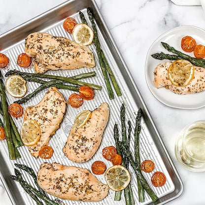 USA Pan Extra Large and Quarter Sheet Baking Pans with Nonstick Coating, Made in USA from Aluminized Steel