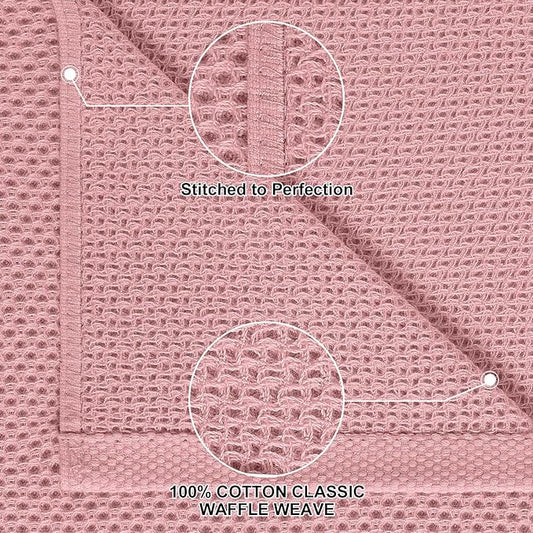 Homaxy 100% Cotton Kitchen Towels and Dishcloths Set, 12 x 12 Inches and 13 x 28 Inches, Set of 8 Bulk Kitchen Towels Set, Ultra Soft Absorbent Dish Cloths for Washing Dishes, Dried Rose