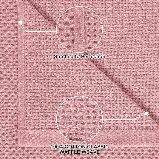 Homaxy 100% Cotton Kitchen Towels and Dishcloths Set, 12 x 12 Inches and 13 x 28 Inches, Set of 10 Bulk Kitchen Towels Set, Ultra Soft Absorbent Dish Cloths for Washing Dishes, Dried Rose