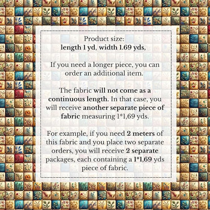 100% Cotton Fabric by the Yard – Turkish Quality Quilting & Sewing Fabric, 1 Yard x 1.69 Yards Wide, Patchwork Cotton for Crafts