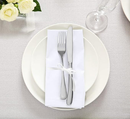 Utopia Kitchen White Cloth Napkins [24 Pack, 18x18 Inch] Absorbent Cotton Blend Washable and Reusable for Dinner, Restaurant, Lunch, Wedding and Hotel