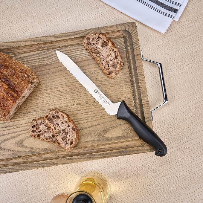 Restaurantware Sensei Back of the Haus - 8-inch Offset Bread Knife - Professional Chef's Kitchen Knife - Durable German Steel - Stain Resistant - With HACCP Coding For Food and Allergen Safety