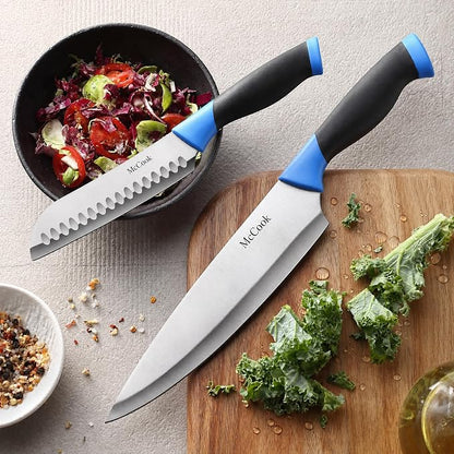 McCook Knife Sets, German Stainless Steel Kitchen Knife Block Sets with Built-in Sharpener