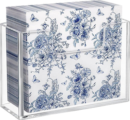 HBlife Acrylic Paper Napkin Holder for Kitchen - Clear Waterproof Vertical Stand, for 5"x5" Disposable Cocktail Paper Dispenser, Modern Square Table Tray for Dinner, Hotel, Restaurant, Bar, Party