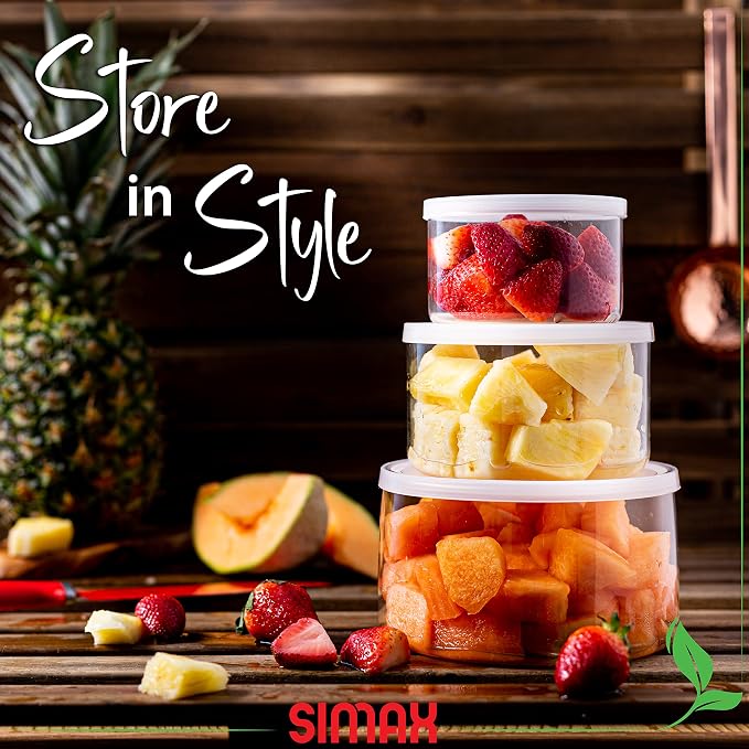 Simax Round Glass Containers With Lids: Airtight Borosilicate Meal Prep Containers 3 Pcs