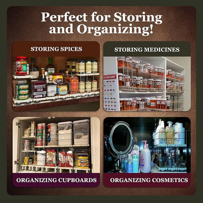 Vertical Spice - Large Pullout Sliding Spice Rack Organizer - 2 Individual 2 Tier Drawers - Premium Rolling Seasoning Holder/Caddy for Hidden Pantry Storage - Made in USA (6.9''W x 10.75" H x 10.6''D)