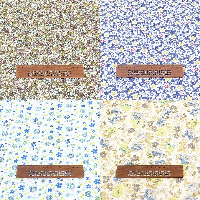 100% Cotton Craft Fabric -8 Pieces (20"x20"), Floral Cotton Fabric for Sewing, Bundle Squares Fabric, DIY Cloths Patchwork, Pre-Cut Quilting Fabric(Blue)