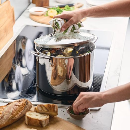 Farberware Millennium Stainless Steel Stockpot with Lid, Induction Ready, Compatible with All Cooktops, Metal Utensil Safe, 8 Quart Dutch Oven, Dishwasher Safe - Stainless Steel