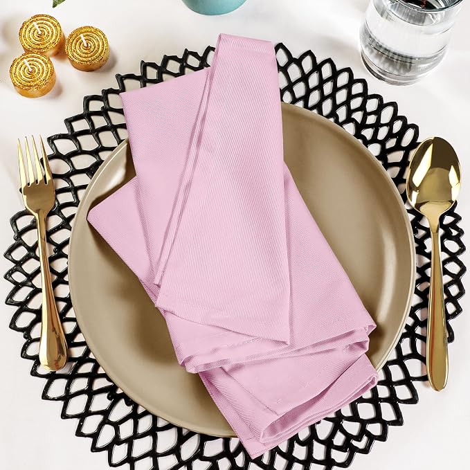 Utopia Kitchen Pink Cloth Napkins [12 Pack, 18x18 Inch] Absorbent Cotton Blend Washable and Reusable for Dinner, Restaurant, Lunch, Wedding and Hotel