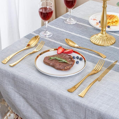 20 Pieces Gold Silverware Set Service for 4,Modern 18/10 Stainless Steel Flatware Cutlery Set,Utensil Set for Home Restaurant Hotel,Mirror Polished,Dishwasher Safe