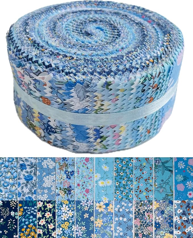 40 Strip Jelly Roll Fabric Strips for Sewing, 100% Cotton Fabric for Quilting Crafting, Precut Fabric Bundles, Patchwork Precut Quilt Squares-2.5" x 44" Tears of The Atlantic