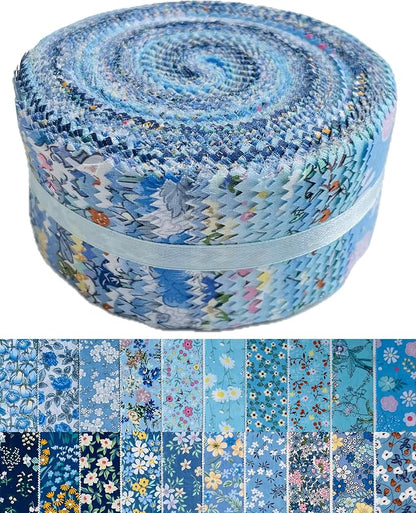 40 Strip Jelly Roll Fabric Strips for Sewing, 100% Cotton Fabric for Quilting Crafting, Precut Fabric Bundles, Patchwork Precut Quilt Squares-2.5" x 44" Tears of The Atlantic