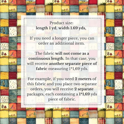100% Cotton Fabric by the Yard – Turkish Quality Quilting & Sewing Fabric, 1 Yard x 1.69 Yards Wide, Patchwork Cotton for Crafts