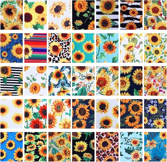 Kingdder 70 Pcs Sunflower Jelly Fabric Quilting Strips, 2.55 Inch Precut Cotton Patchwork Roll Cotton Quilting Fabric Bundle for Quilters and Sewing DIY Crafts