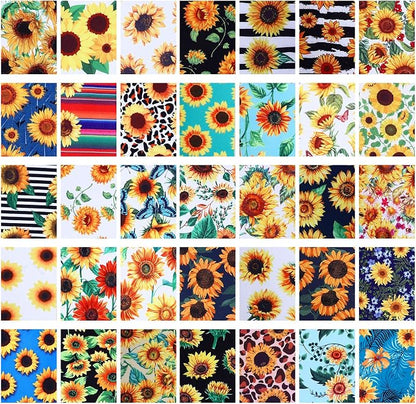 Kingdder 70 Pcs Sunflower Jelly Fabric Quilting Strips, 2.55 Inch Precut Cotton Patchwork Roll Cotton Quilting Fabric Bundle for Quilters and Sewing DIY Crafts