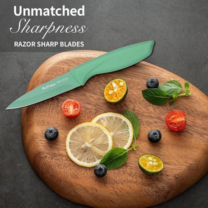Paring Knife Set, 4PCS Stainless Steel Paring Knife Set, Ultra Sharp Fruit and Vegetable Knives, 3.5-Inch Kitchen Knives, Razor-Sharp Knife,Ergonomic Handle Design,Green.