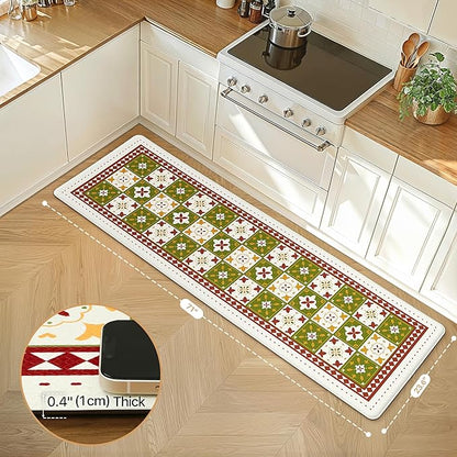 GENIMO Anti Fatigue Kitchen Mats for Floor, Cushioned Non Slip Kitchen Rug, Waterproof Kitchen Floor Mat Runner, Kitchen Mat for Laundry, Sink, Office, Entryway, 23.6"x71", Green