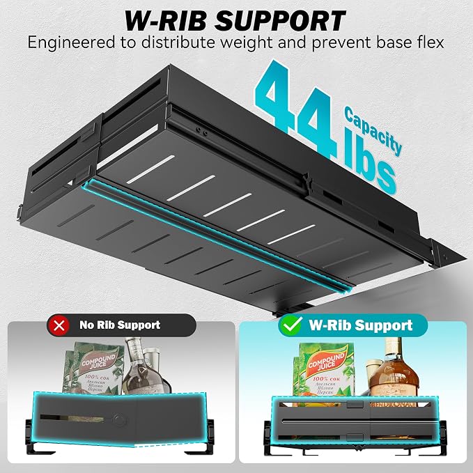 Pull Out Cabinet Organizer, Expandable Width 8"-13", Heavy Duty Metal Slide Out Drawers for Cabinets, Expandable Cabinet Pull Out Shelves for Kitchen, Pantry, Bathroom, Black