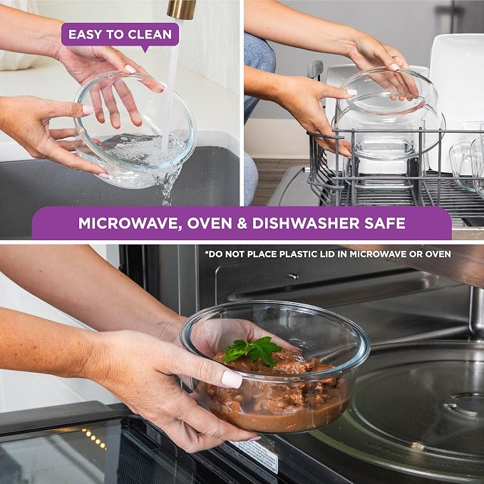 HOLDN’ STORAGE Vacuum Food Storage Containers, Set of 6 Glass Containers & Manual Pump, Keep Food Fresh Longer, BPA-Free Glass, Leak-Proof, Ideal for Meal Prep, Marinating