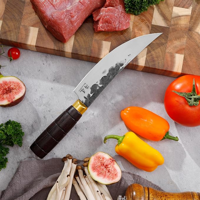 SHANGDAO Chef Knife, Black Forged Kitchen Knife with High elastic stainless steel Stainless Steel Blade, Professional Handcrafted Chefs Knife, Ergonomic Handle Grip and Gift Box