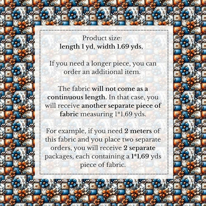 100% Cotton Fabric by the Yard – Turkish Quality Quilting & Sewing Fabric, 1 Yard x 1.69 Yards Wide, Patchwork Cotton for Crafts