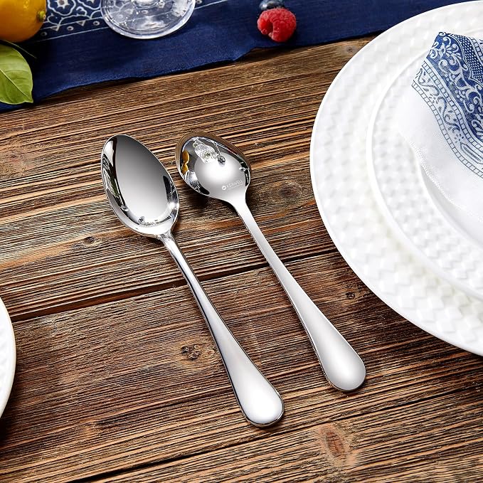 KEAWELL Premium Verona 8-Piece Spoon Set 7.6-Inch – 18/10 Stainless Steel, Heavy-Duty Mirror-Finished Flatware for Daily Meals, Hosting, and Special Occasions (8, Dinner Spoons)