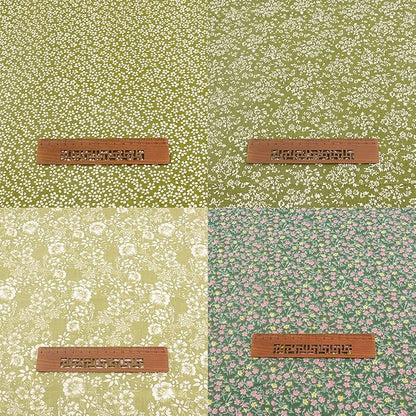 100% Cotton Fabric Bundle - 8 Pre-Cut Squares (20"x20"), Floral Pattern, Perfect for Beginners' Sewing, Quilting & Craft Projects - Green