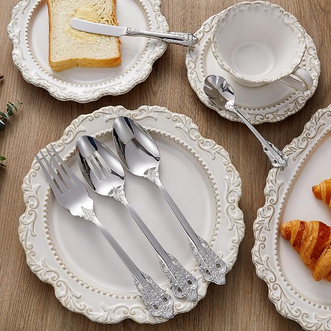 KEAWELL Gorgeous 5-Piece 18/10 Stainless Steel Hostess Serving Utensil Set, Dishwasher Safe (Silver)