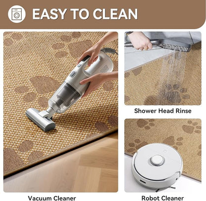 YDKGL Non-Slip Kitchen Mats for Floor, Soft Woven Linen Embroidery Kitchen Runner Rug - Super Absorbent Washable Kitchen Sink Mat with Rubber Backing for Office & Home Brown 17x59