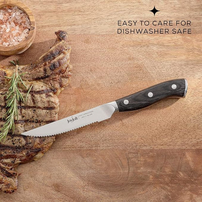 JoyJolt 4pc Steak Knives Set of 4. High Carbon, x50 German Steel Kitchen Knife Set, Magnetic Gift Boxed