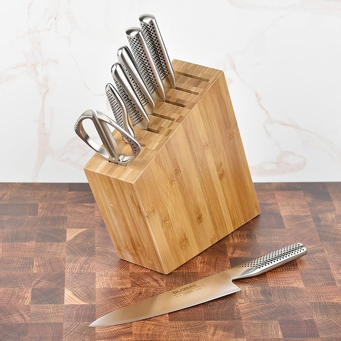 Global 8 Piece Knife Set with Bamboo Block