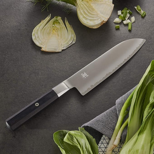 Miyabi Koh Japanese Fine Edge Santoku Knife,7-inch, Kitchen Knife, Pakkawood Octagon-shaped Handle, Hand-honed Blade Finished with Katana Edge, Handcrafted in Seki, Japan