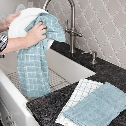 Ritz Premium 3-Pack Kitchen Towel & 6-Pack Dish Cloth Set - Highly Absorbent, Super Soft, Long-Lasting, 100% Cotton Terry Drying Cleaning Cloths, Dew