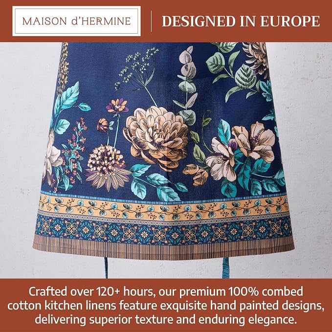 Maison d' Hermine 100% Cotton Apron for women with Pocket Kitchen Chef Apron for Men Cooking Spring Summer