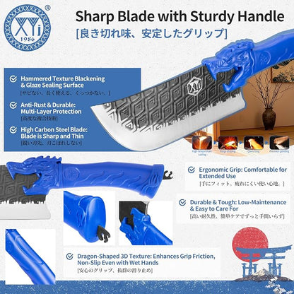 XYJ Knife Block Set, High Carbon Steel Blades, Kitchen Knives Set with Magentic Knife Holder, Honing Steel, Scissors, Cutting Board, Gloves, Peeler, Boning Slicing Chef Knives, Ergonomic Handle