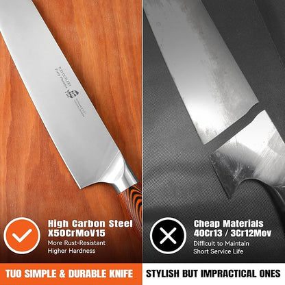 TUO Kiritsuke Chef Knife, 8.5 inch Asian Kitchen Knife for Cutting Fish & Meat, High Carbon German Steel Japanese Blade-Type with Ergonomic Handle