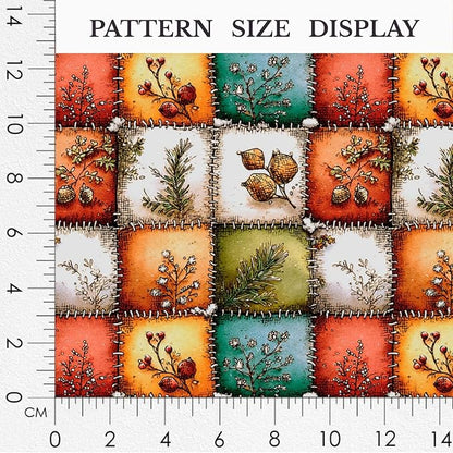 Autumn Forest Patchwork Cotton Fabric Panel – 61 × 36.6 Inches, 100% Cotton 140 GSM, Premium Turkish Printed Fabric for Quilting, Crafts & Home Decor