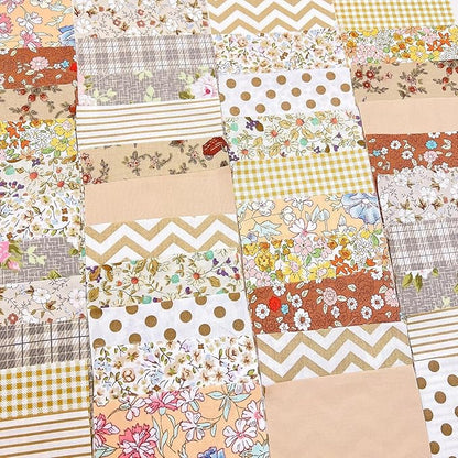 42pcs Cotton Fabric DIY Making Supplies Quilting Patchwork Fabric Fat Quarter Bundles DIY for Quilting Cotton Patchwork Cushion (Brown)