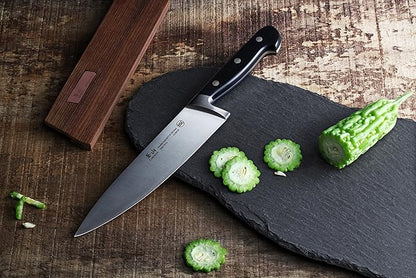 Cangshan TV2 Series 1022735 Swedish 14C28N Steel Forged 8-Inch Chef Knife and Wood Sheath Set
